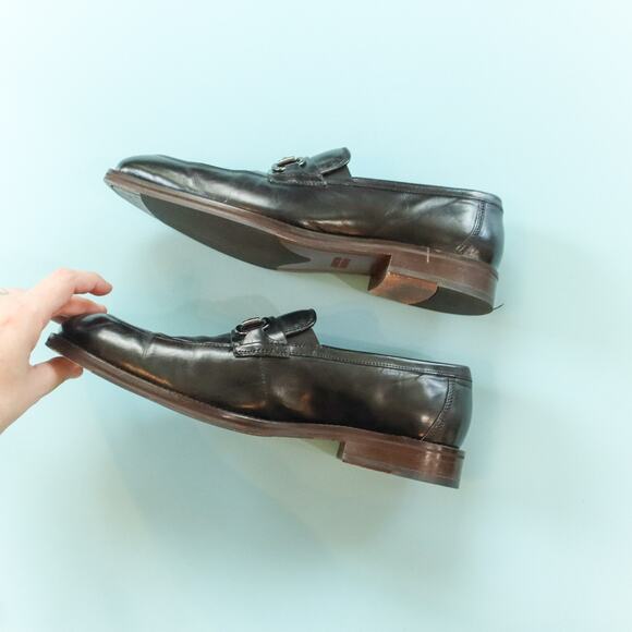 Johnston & Murphy Black Almond Toe Silver Horsebit Loafers Mens Size 10.5 - Picture 5 of 9